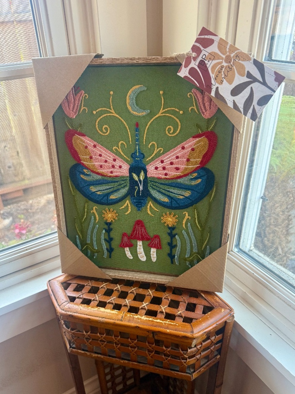 BP HOME TEXTILE Embroidered Woven Art "DRAGONFLY" 12x15 New